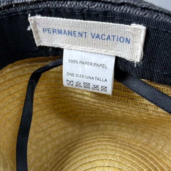 Permanent Vacation Two Tone Paper Woven Floppy Brim Hat One Size - Picture 7 of 11